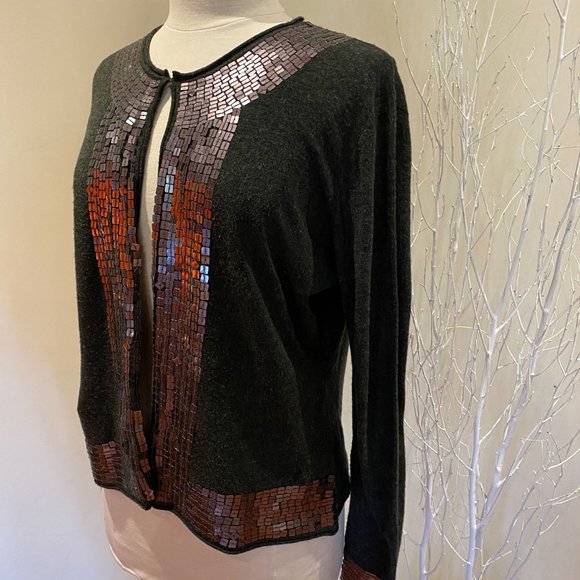Ladies Danier Sequin Cardigan Grey - Picture 3 of 6